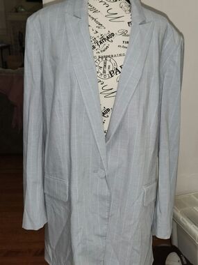 Maeve Reilly x BCBGMaxAzria Formosa Lace-Up Blazer Sz Large Gray Striped